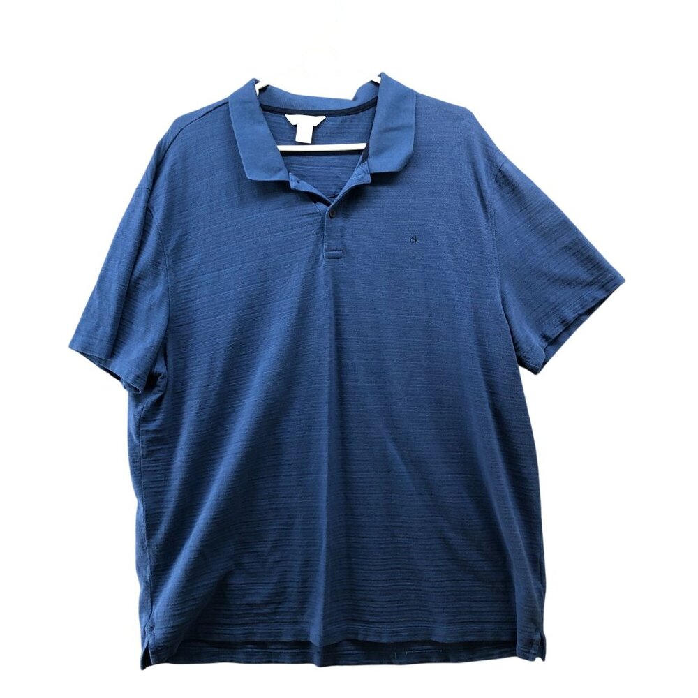 Calvin Klein Short Sleeve Polo Shirt Mens XXL Blue Cotton‎